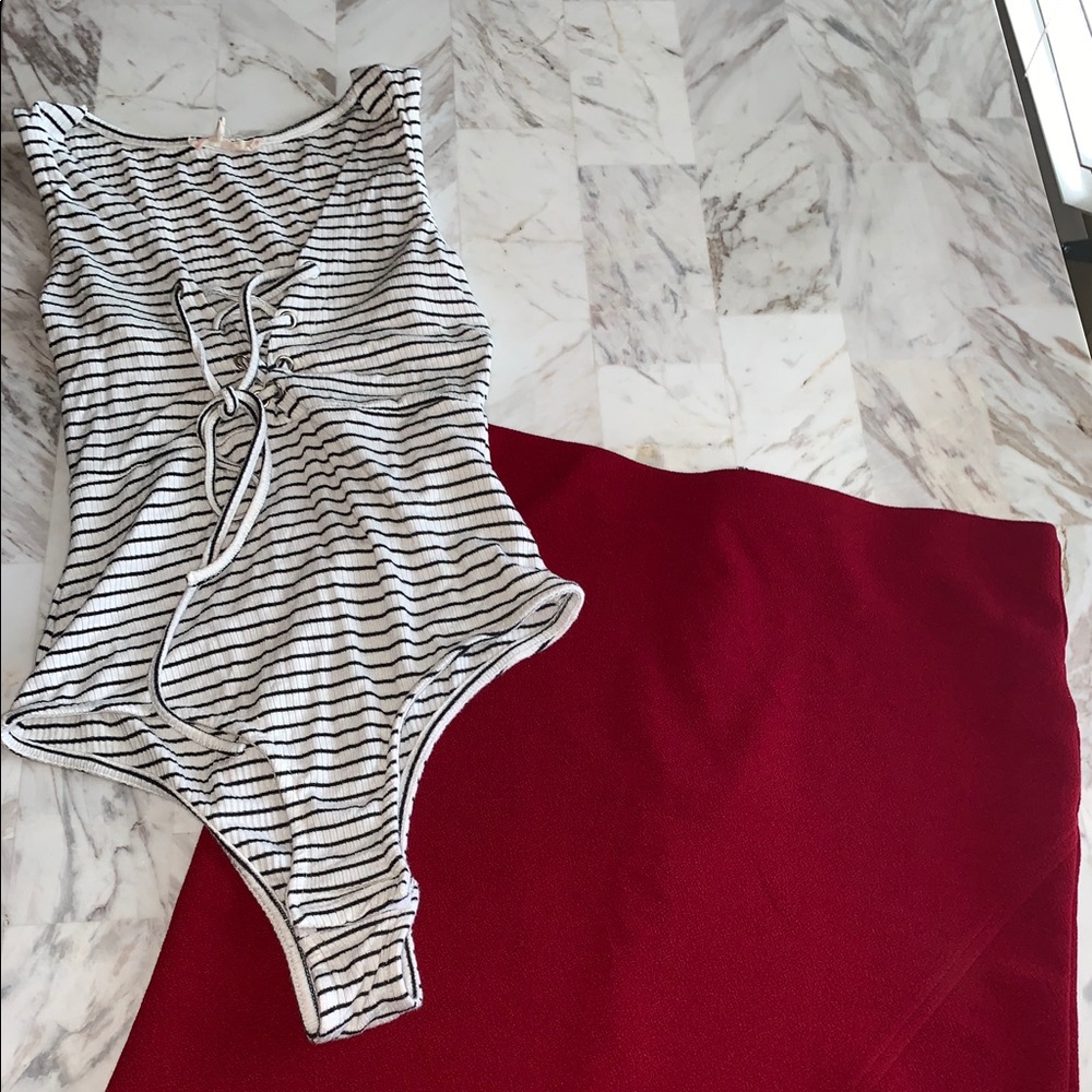 Crisscross striped bodysuit